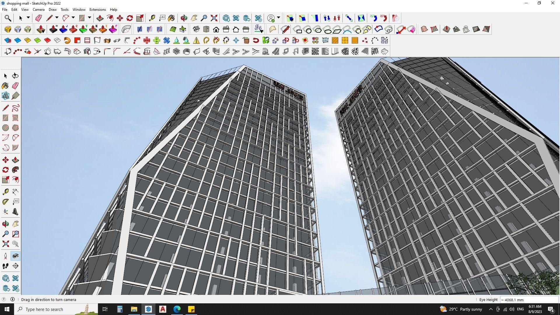 Shopping mall sketchup model with highrise skyscrapper 3D model_23
