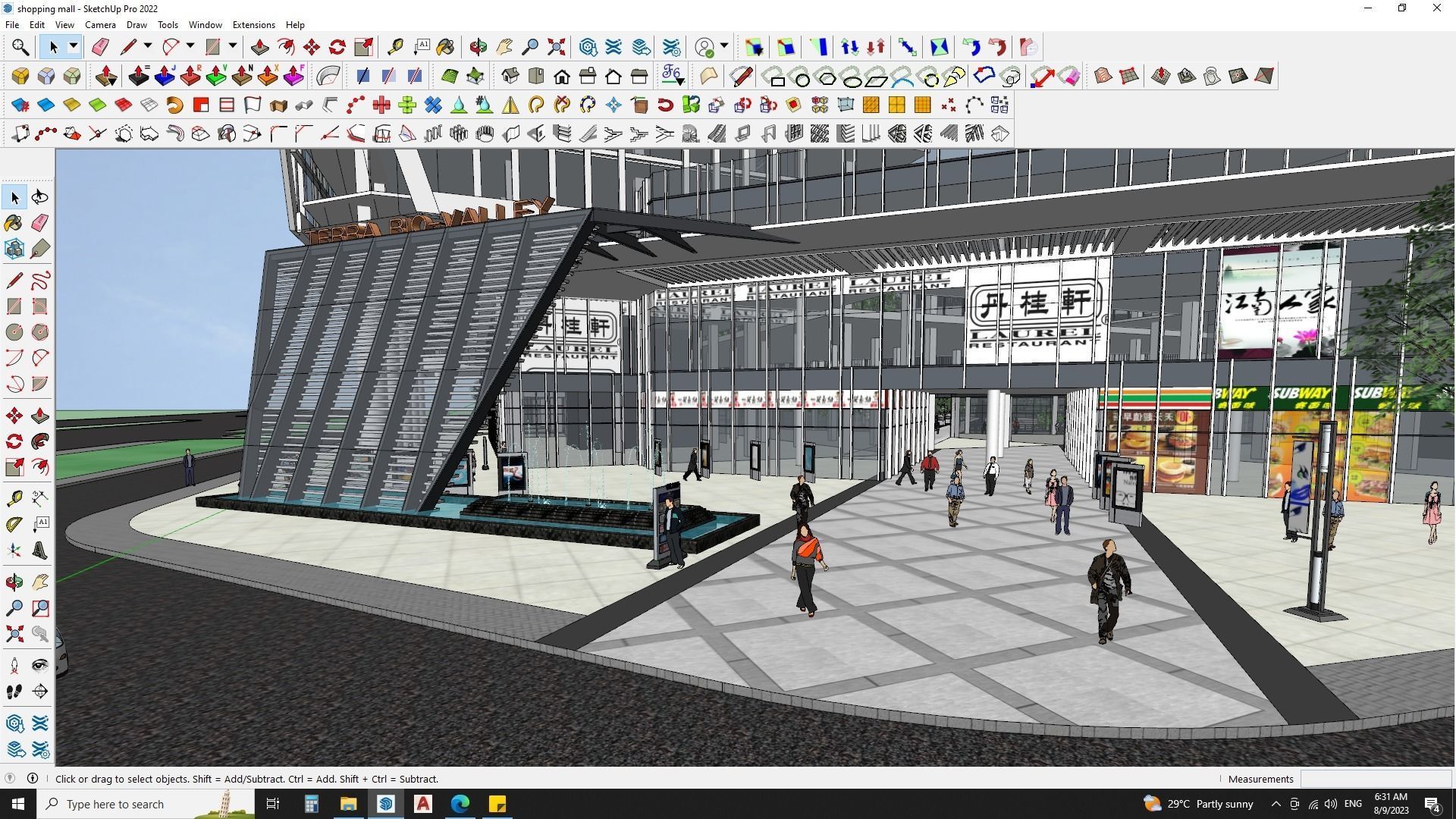 Shopping mall sketchup model with highrise skyscrapper 3D model_22
