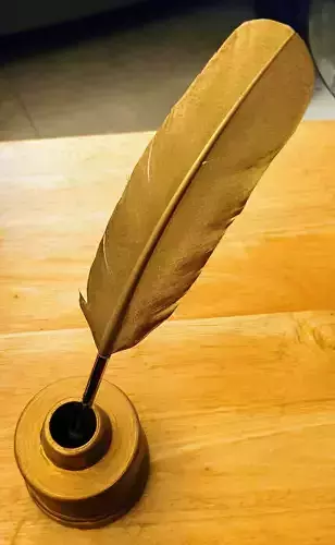 18th Century Brass Style Quill Pen Inkwell  3D print model