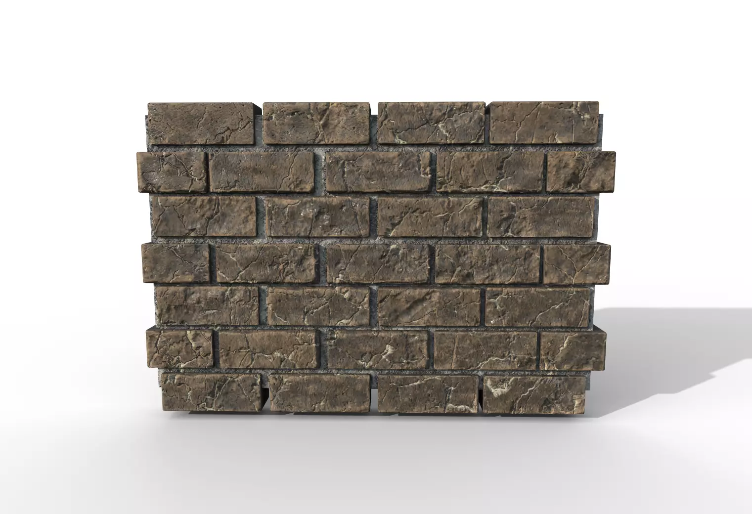 Brick wall model with PBR texture Low-poly 3D model_0