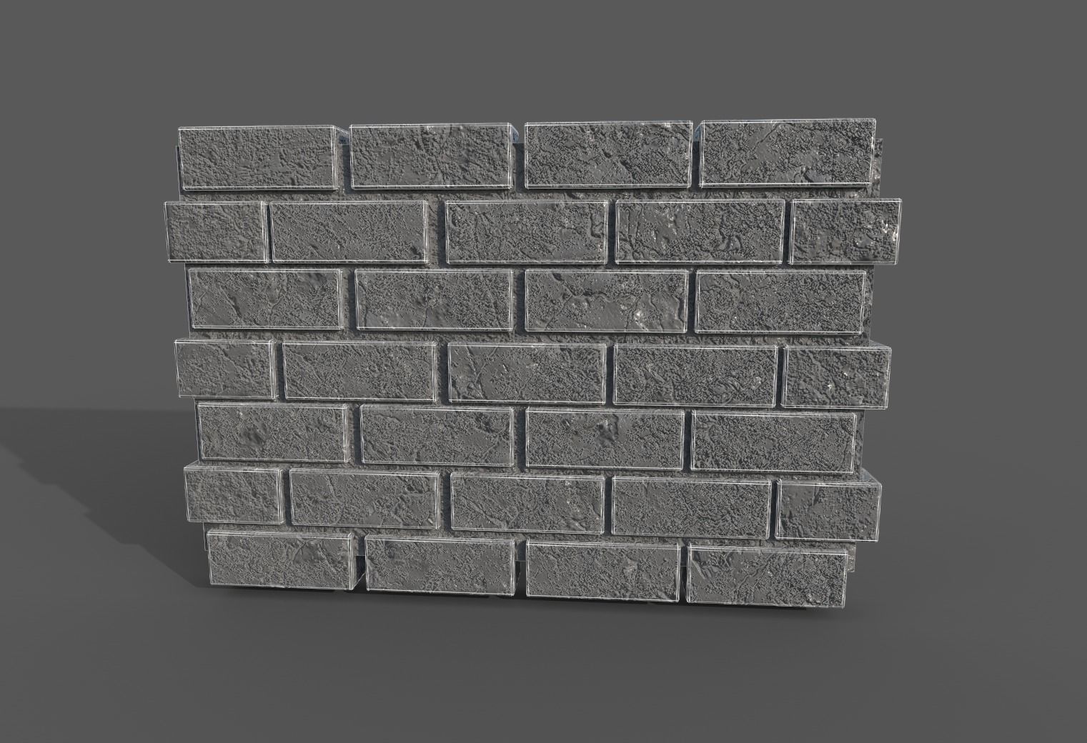 Brick wall model with PBR texture Low-poly 3D model_4