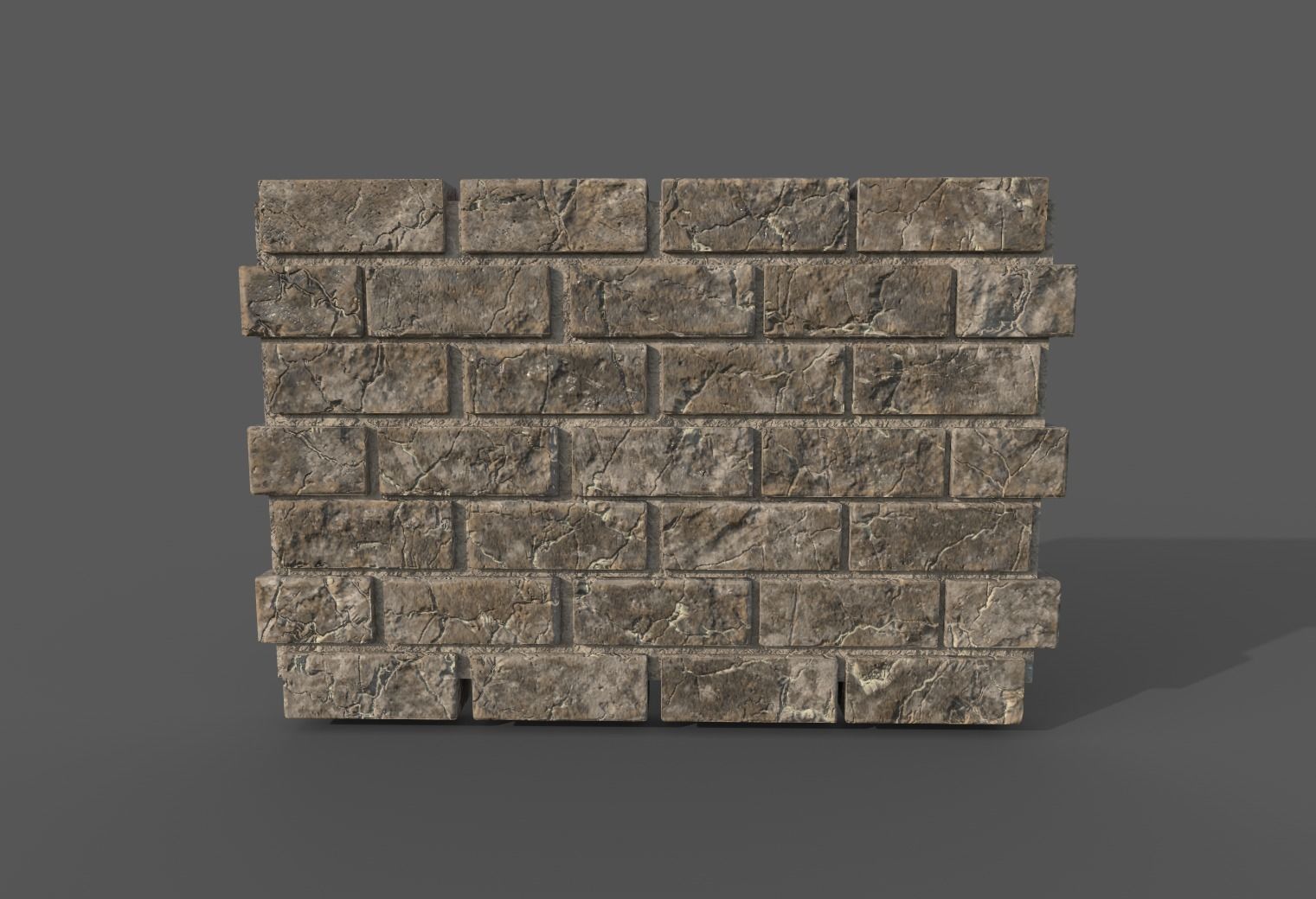 Brick wall model with PBR texture Low-poly 3D model_1