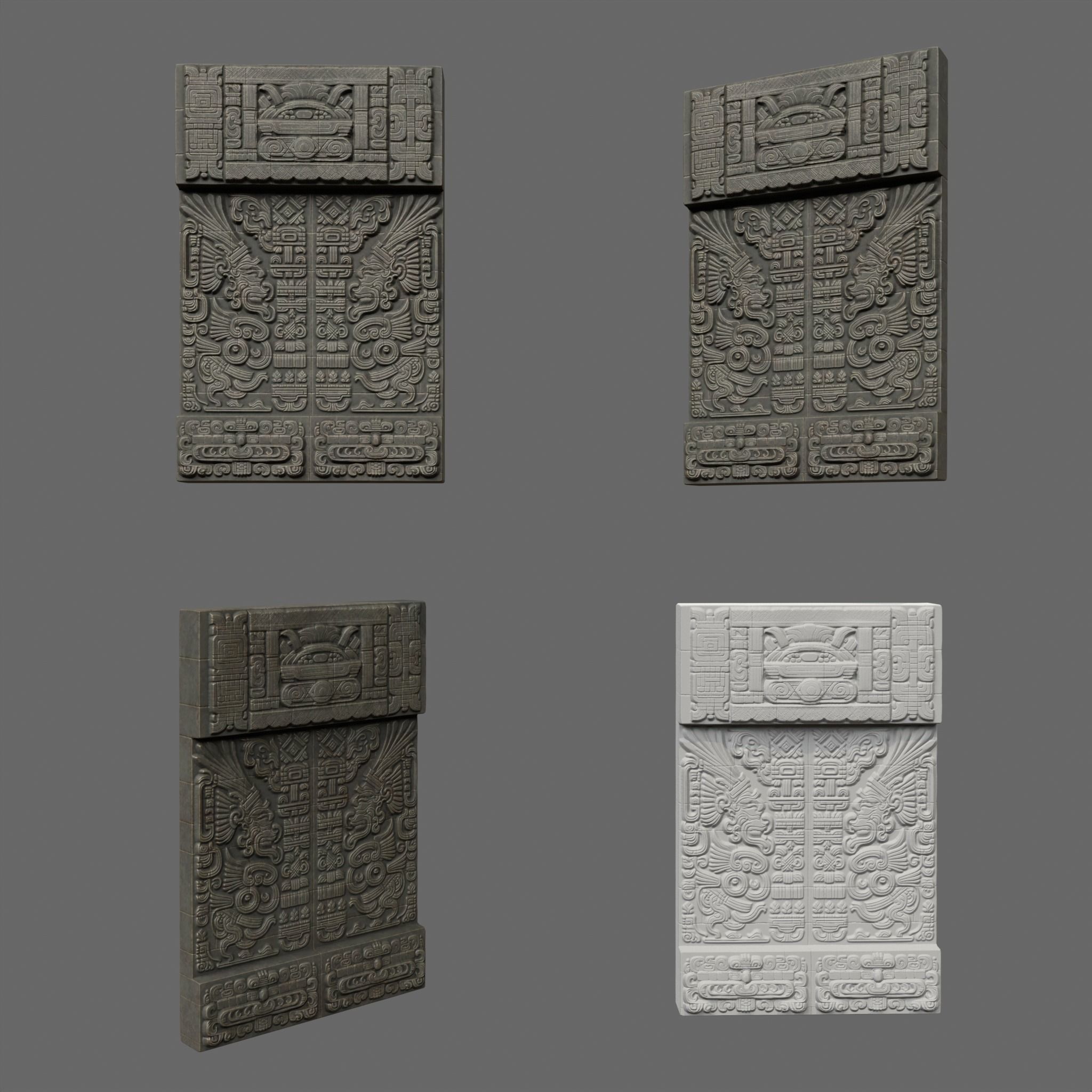 Low poly Black Mayan Temple Walls 230809 Low-poly 3D model_16