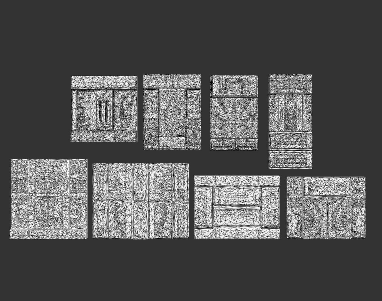 Low poly Black Mayan Temple Walls 230809 Low-poly 3D model_19