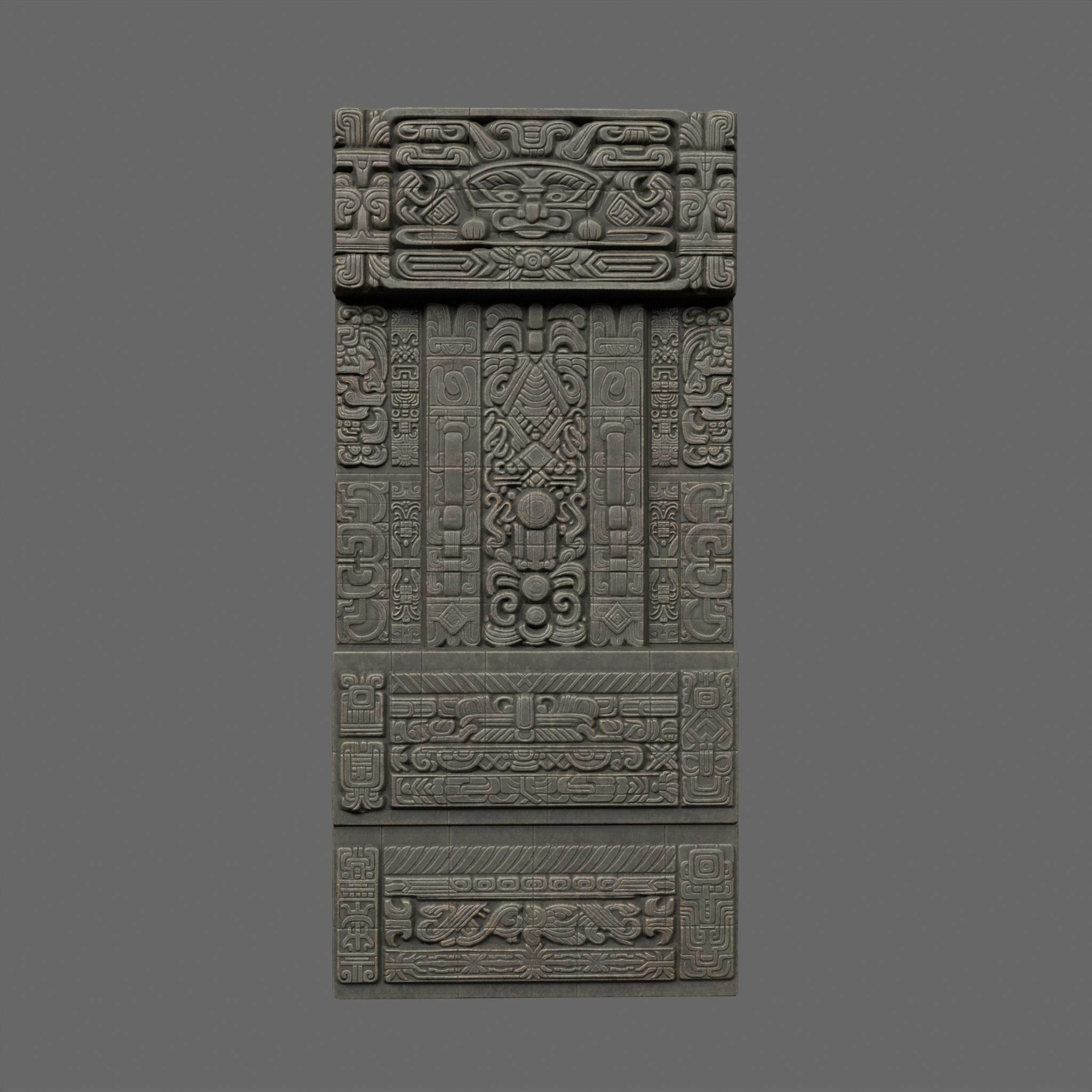 Low poly Black Mayan Temple Walls 230809 Low-poly 3D model_3