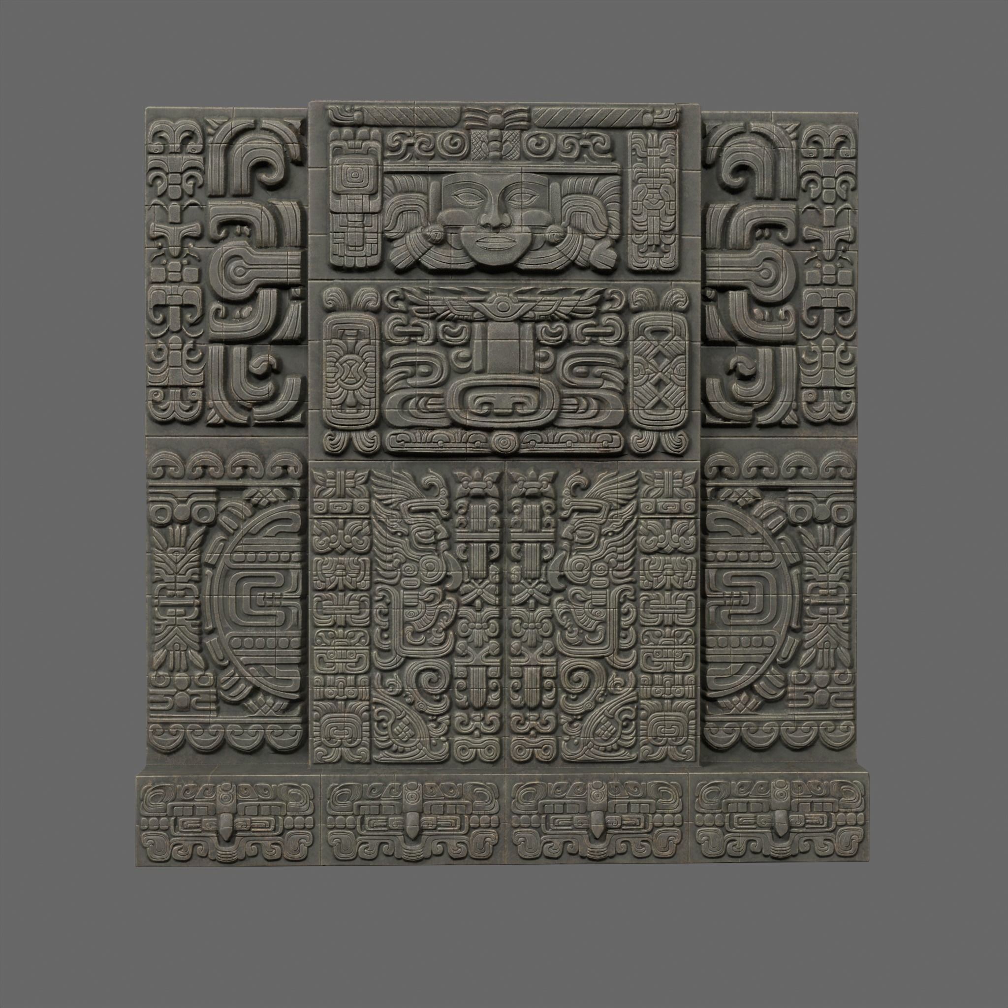 Low poly Black Mayan Temple Walls 230809 Low-poly 3D model_5