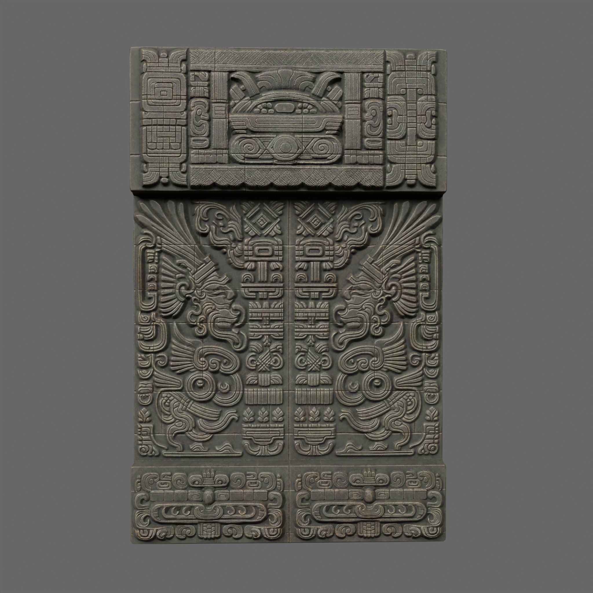 Low poly Black Mayan Temple Walls 230809 Low-poly 3D model_15