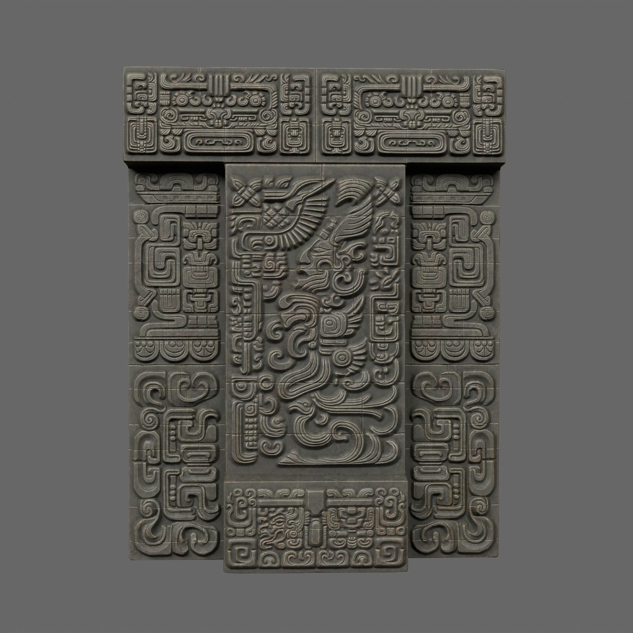 Low poly Black Mayan Temple Walls 230809 Low-poly 3D model_9