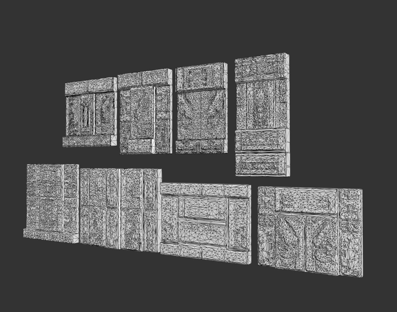 Low poly Black Mayan Temple Walls 230809 Low-poly 3D model_21