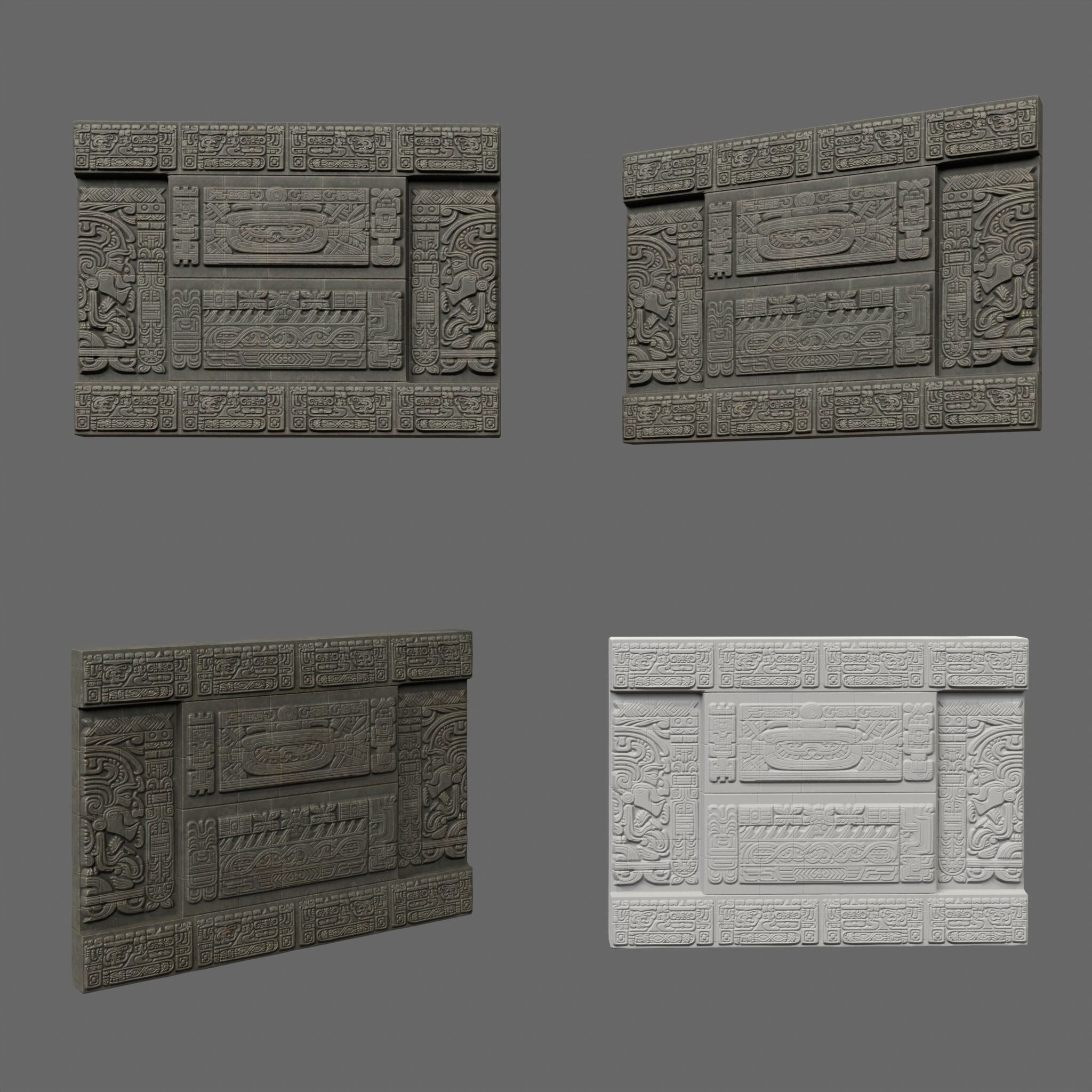 Low poly Black Mayan Temple Walls 230809 Low-poly 3D model_18