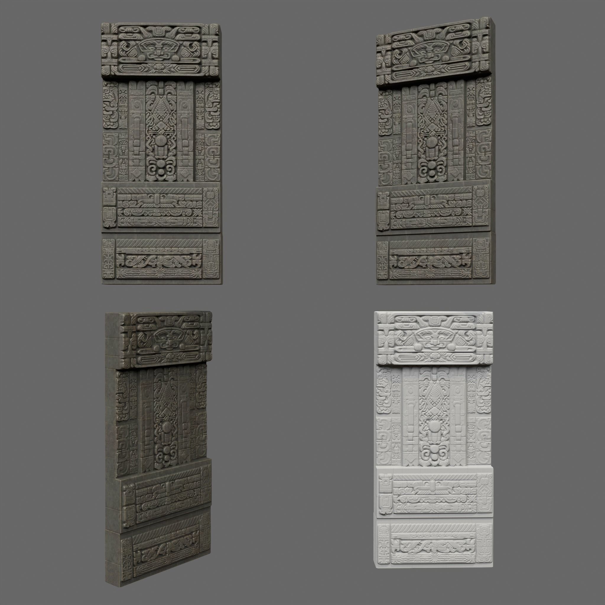 Low poly Black Mayan Temple Walls 230809 Low-poly 3D model_4