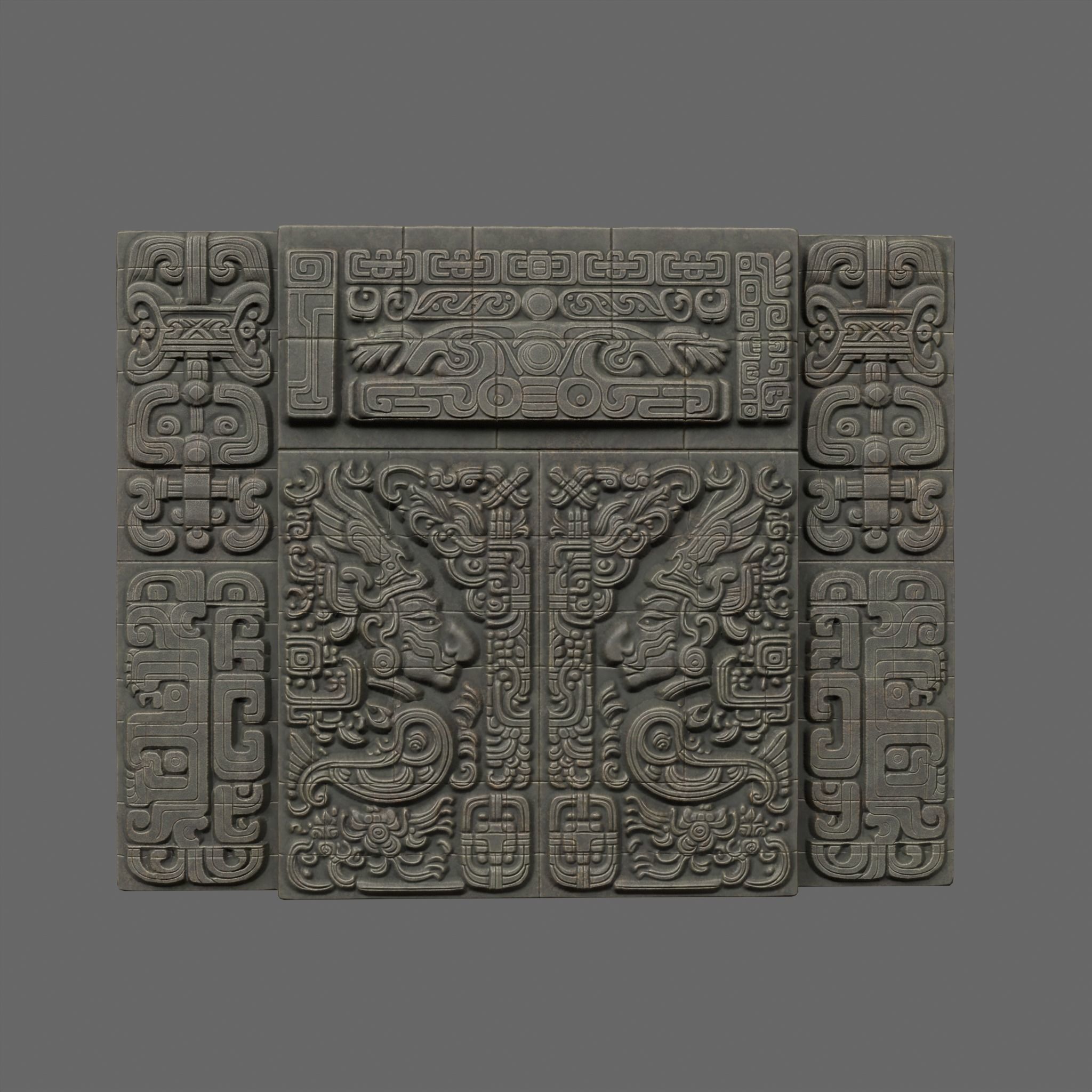 Low poly Black Mayan Temple Walls 230809 Low-poly 3D model_11