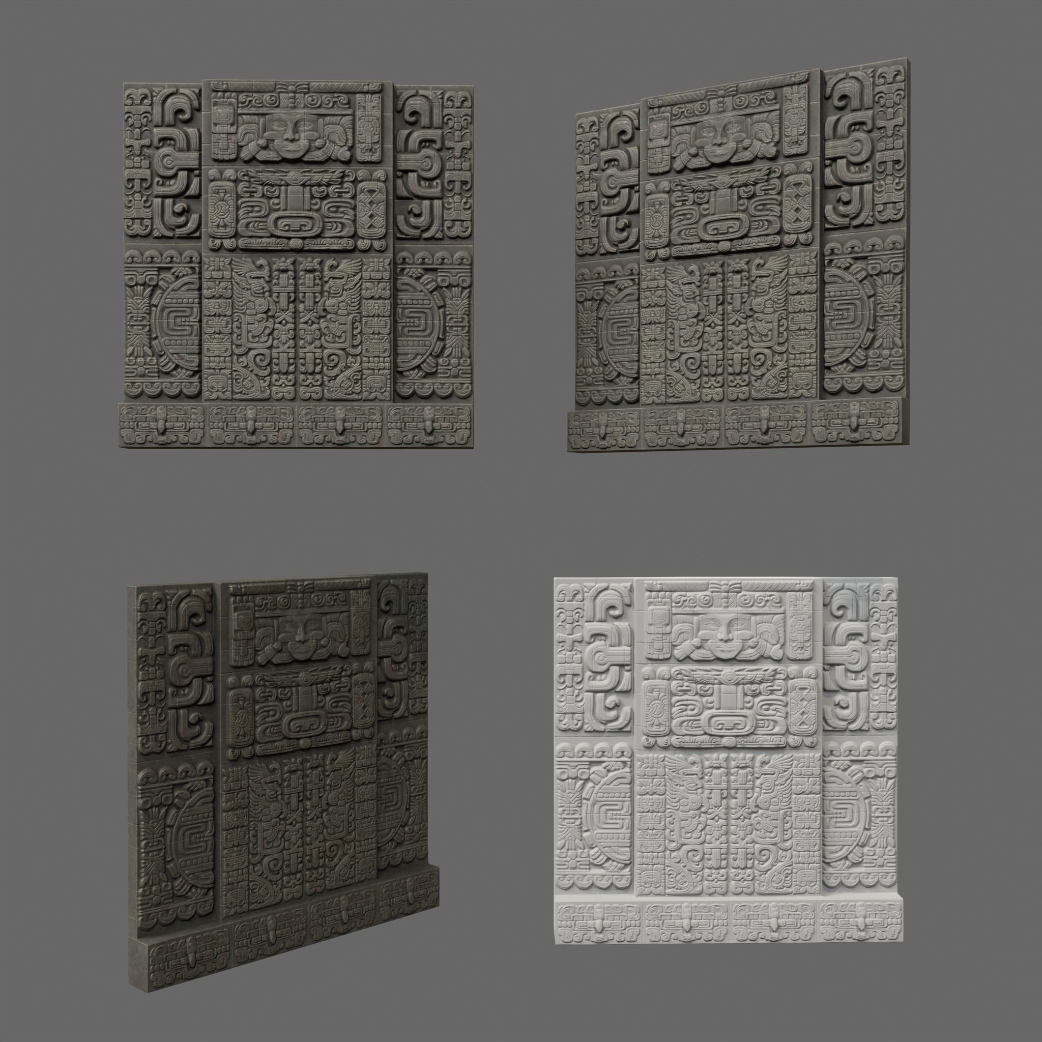 Low poly Black Mayan Temple Walls 230809 Low-poly 3D model_6