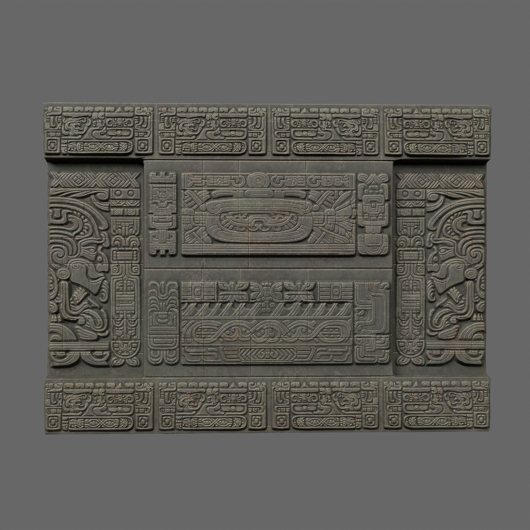 Low poly Black Mayan Temple Walls 230809 Low-poly 3D model_17