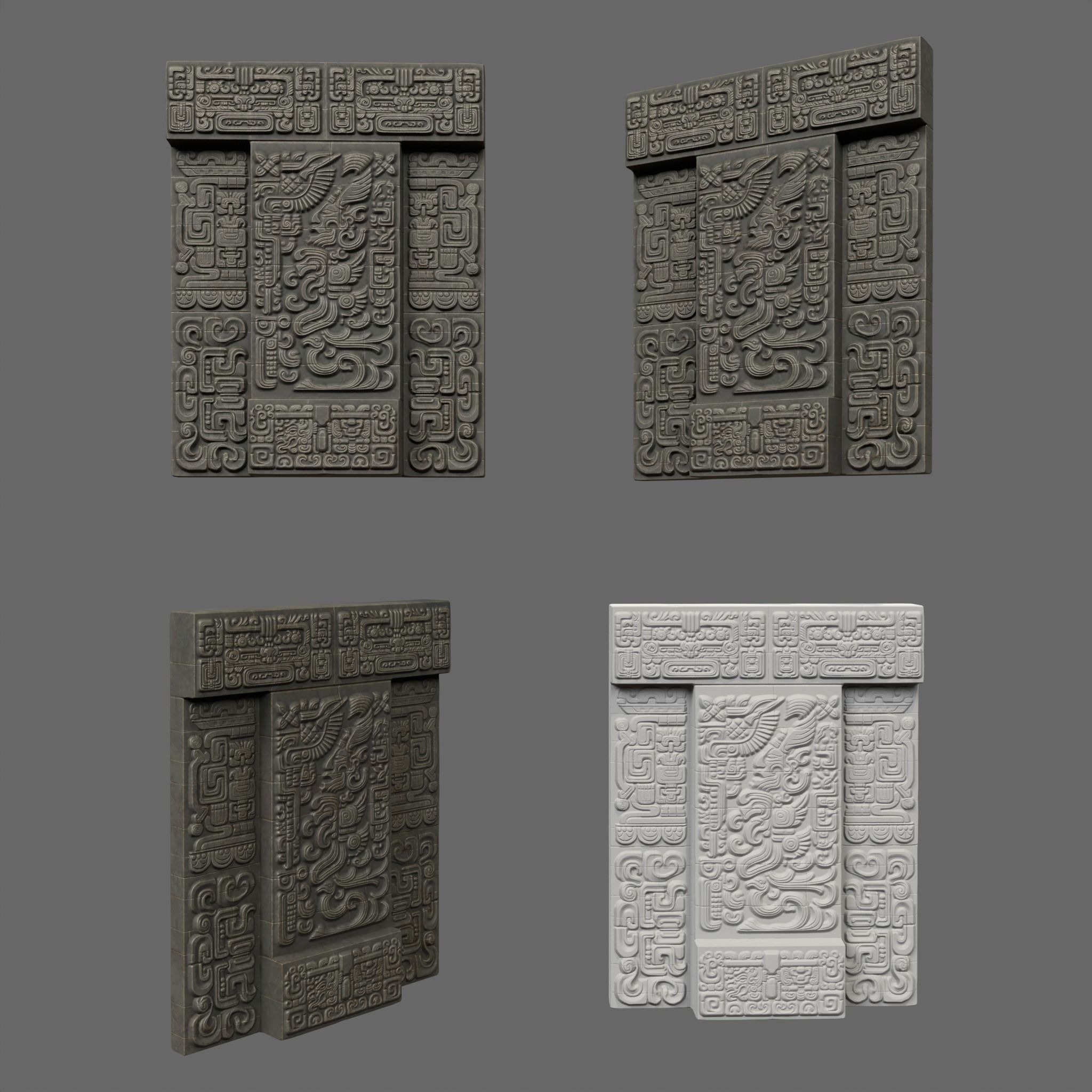Low poly Black Mayan Temple Walls 230809 Low-poly 3D model_10