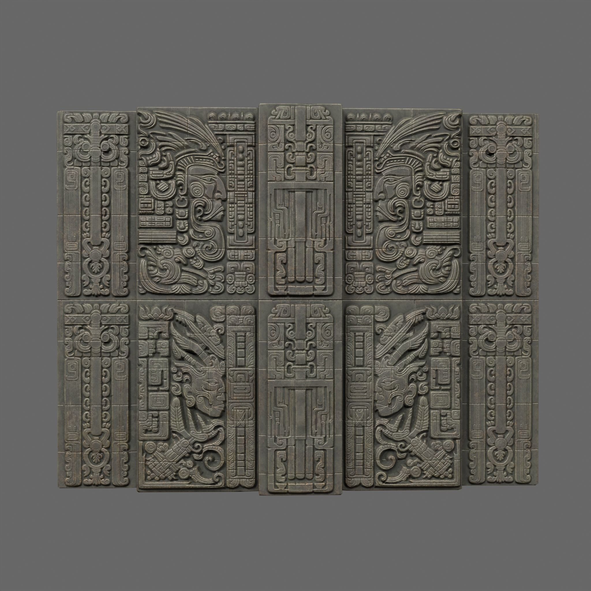 Low poly Black Mayan Temple Walls 230809 Low-poly 3D model_7