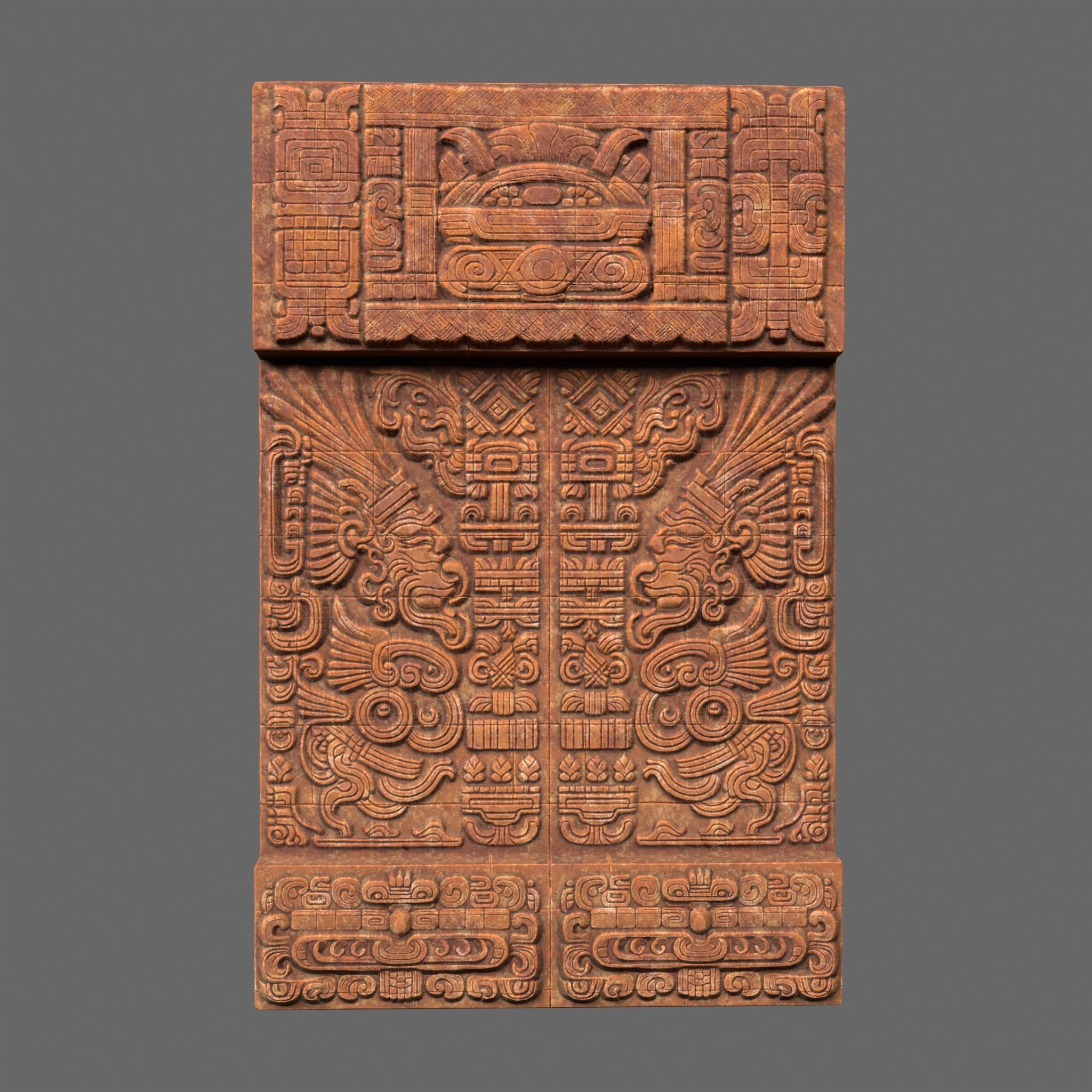 Low poly Yellow Mayan Temple Walls 230809 Low-poly 3D model_15
