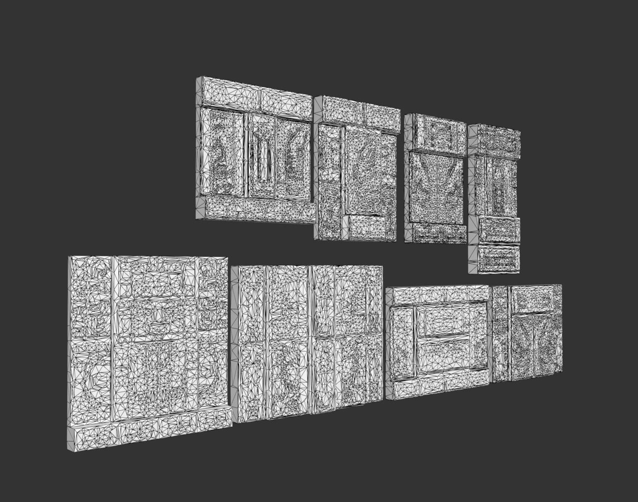 Low poly Yellow Mayan Temple Walls 230809 Low-poly 3D model_20