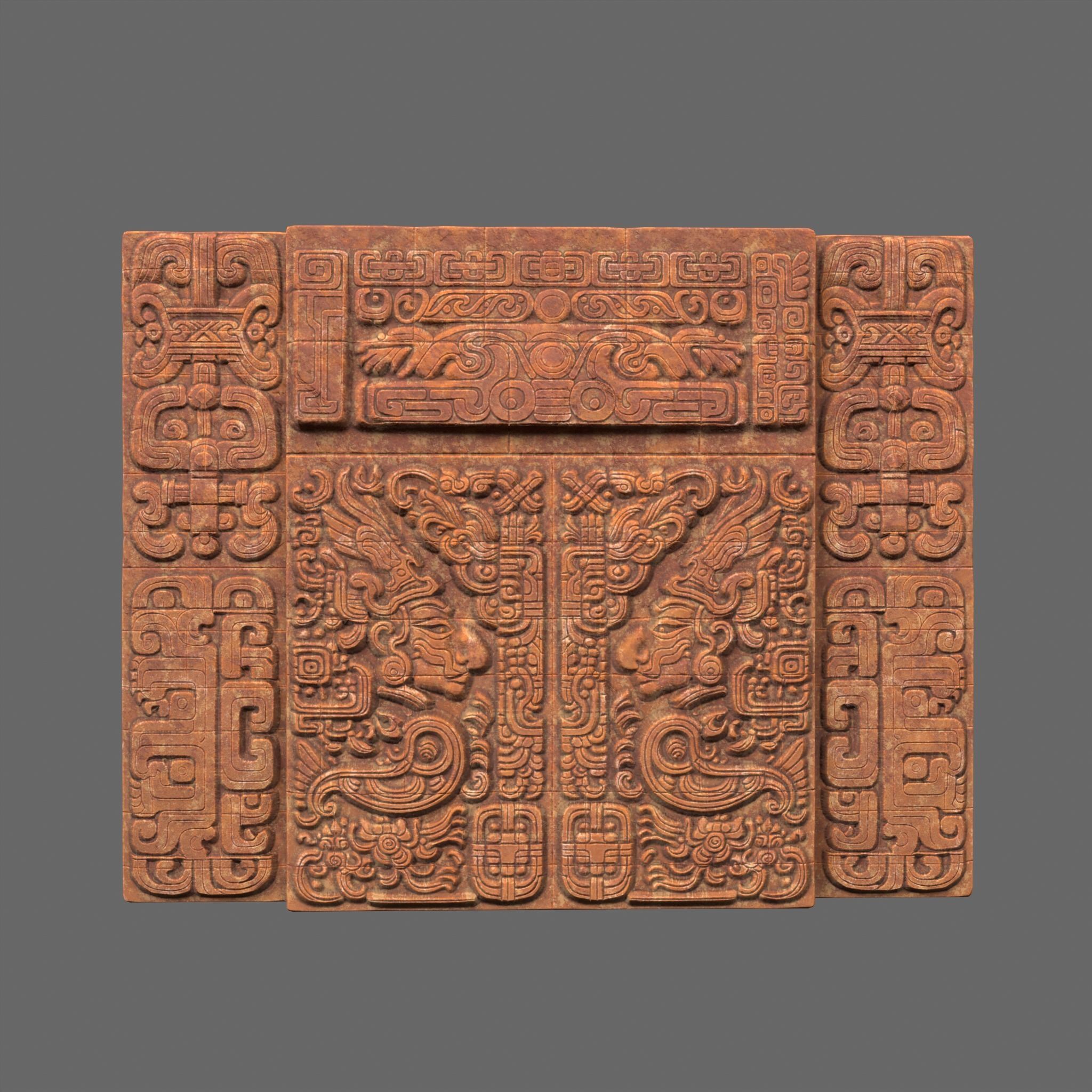 Low poly Yellow Mayan Temple Walls 230809 Low-poly 3D model_11