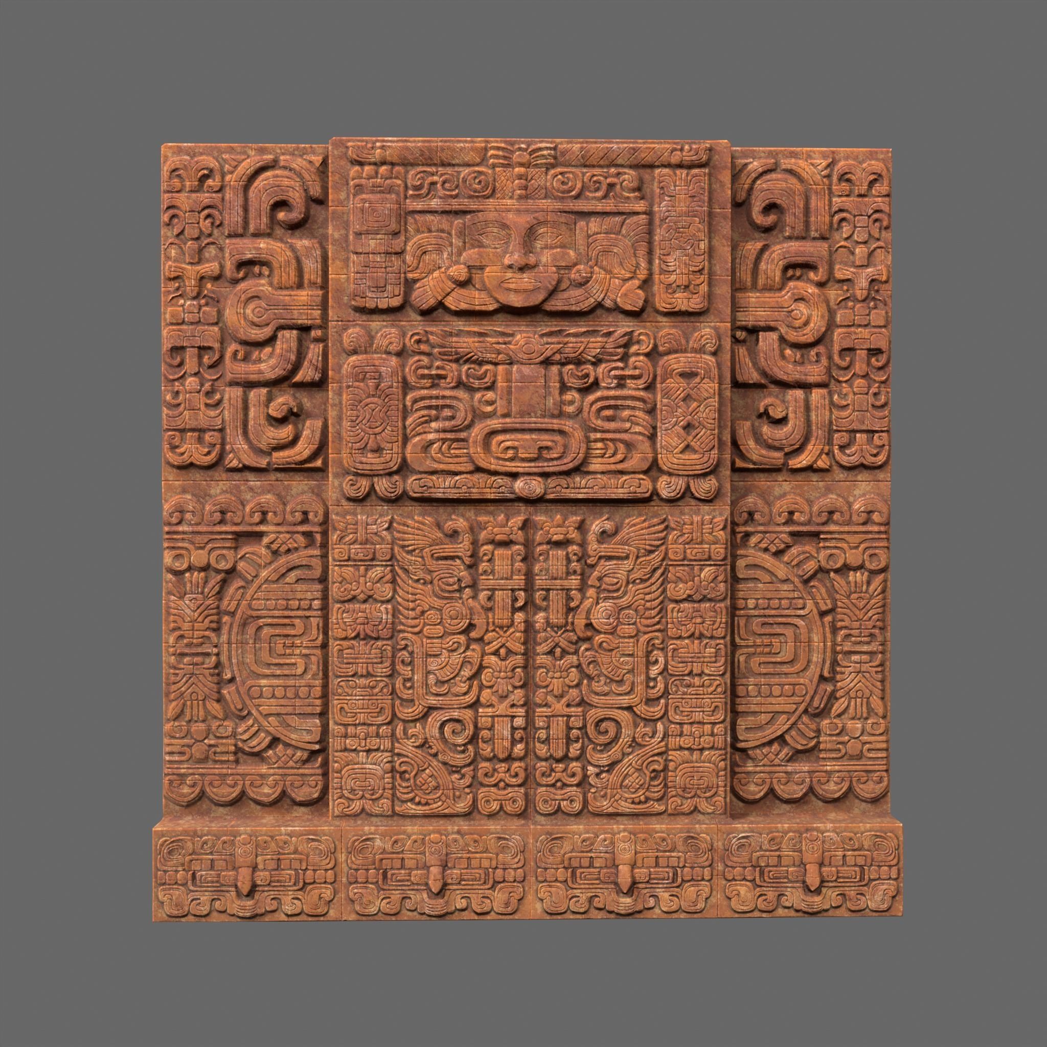 Low poly Yellow Mayan Temple Walls 230809 Low-poly 3D model_5