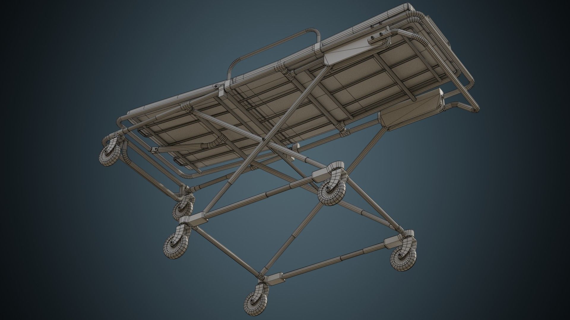 Rolling Stretcher 1B Low-poly 3D model_6