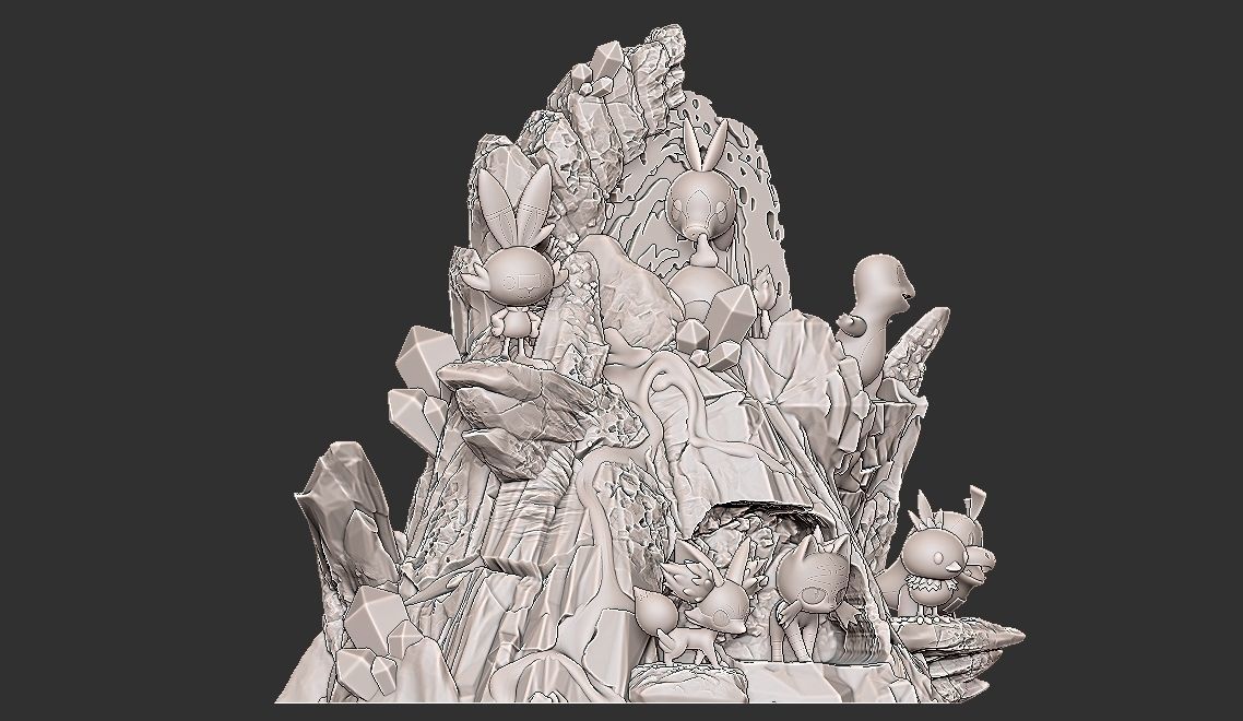 POKEMON ALL FIRE STARTERS DIORAMA 3D print model_10