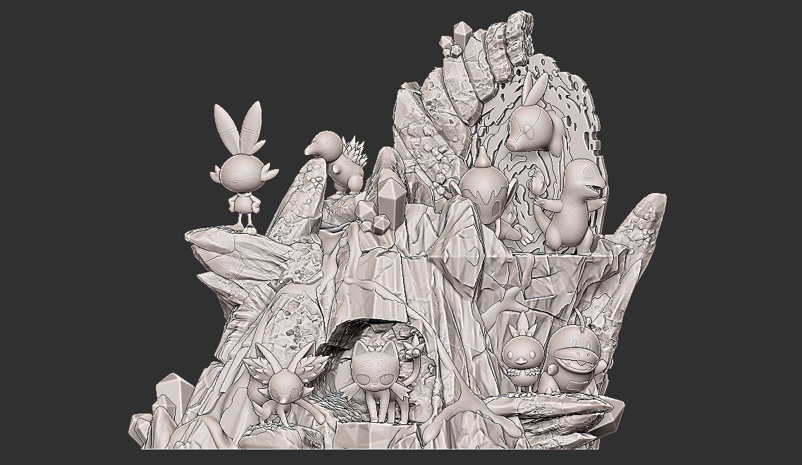 POKEMON ALL FIRE STARTERS DIORAMA 3D print model_2