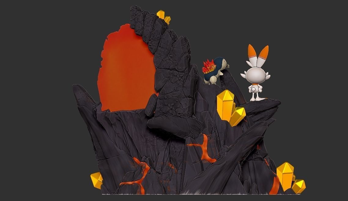 POKEMON ALL FIRE STARTERS DIORAMA 3D print model_5