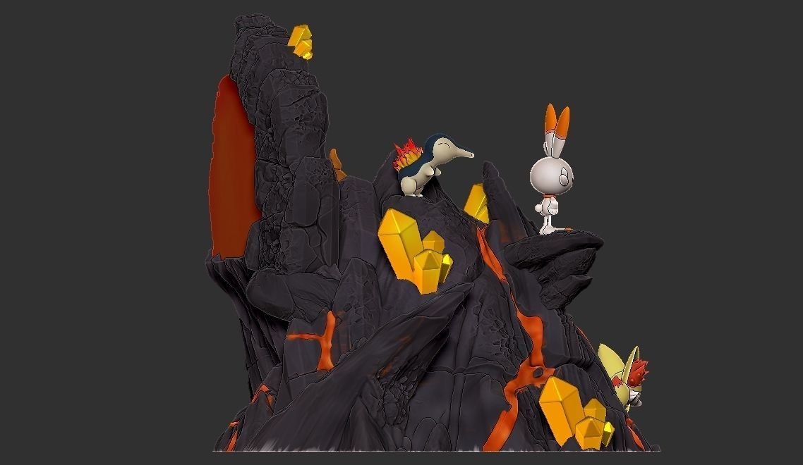 POKEMON ALL FIRE STARTERS DIORAMA 3D print model_7