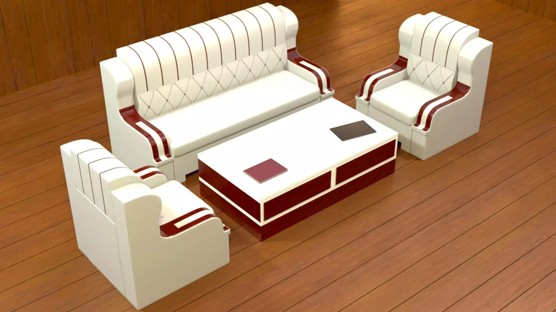sofa set 007 Low-poly 3D model_0