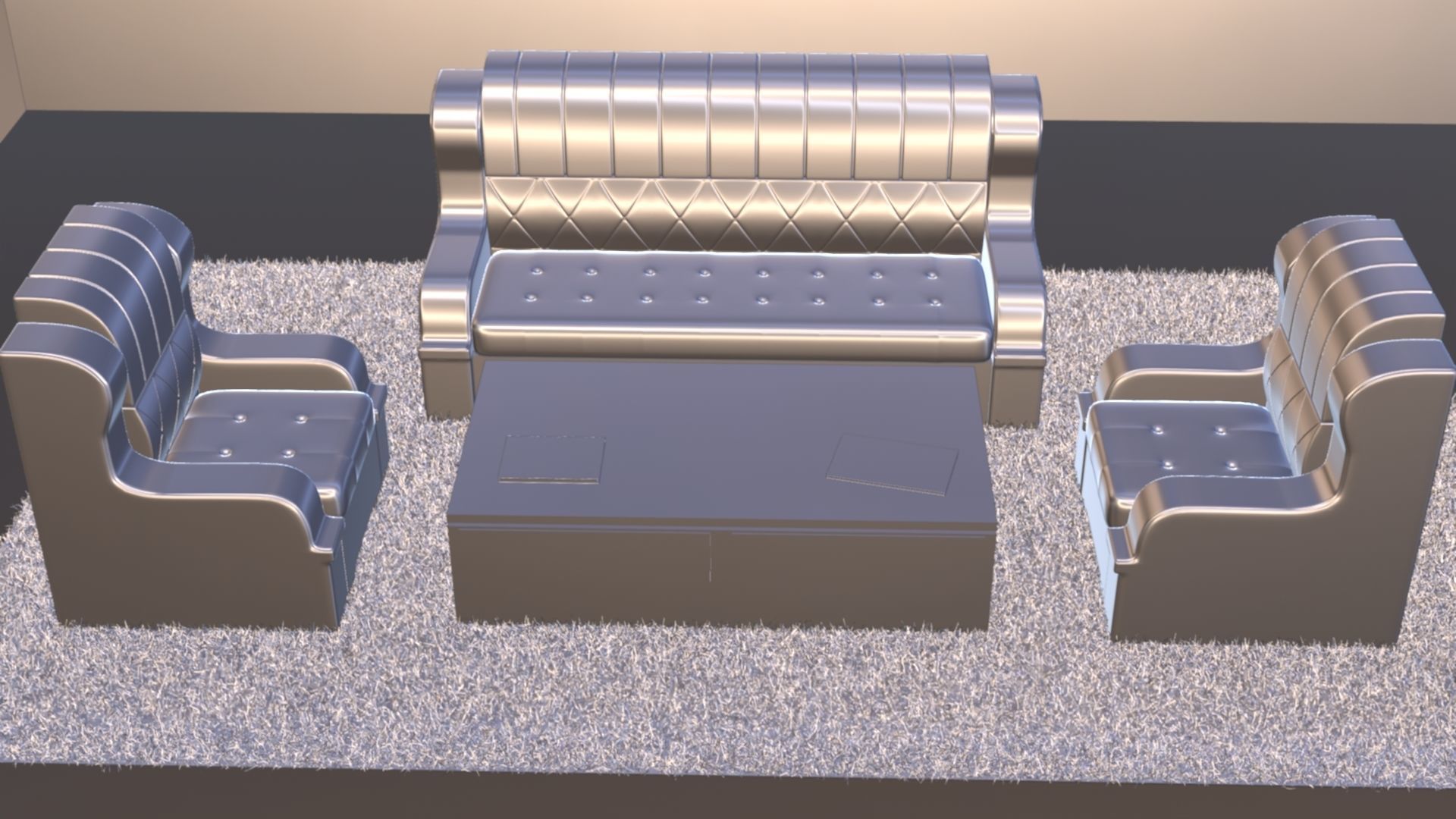 sofa set 007 Low-poly 3D model_11