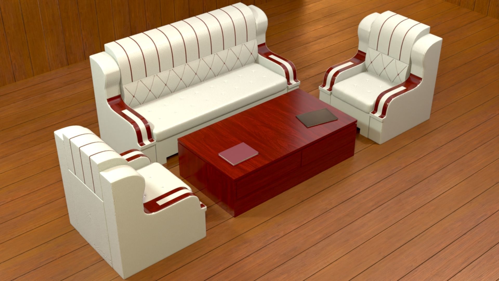 sofa set 007 Low-poly 3D model_7