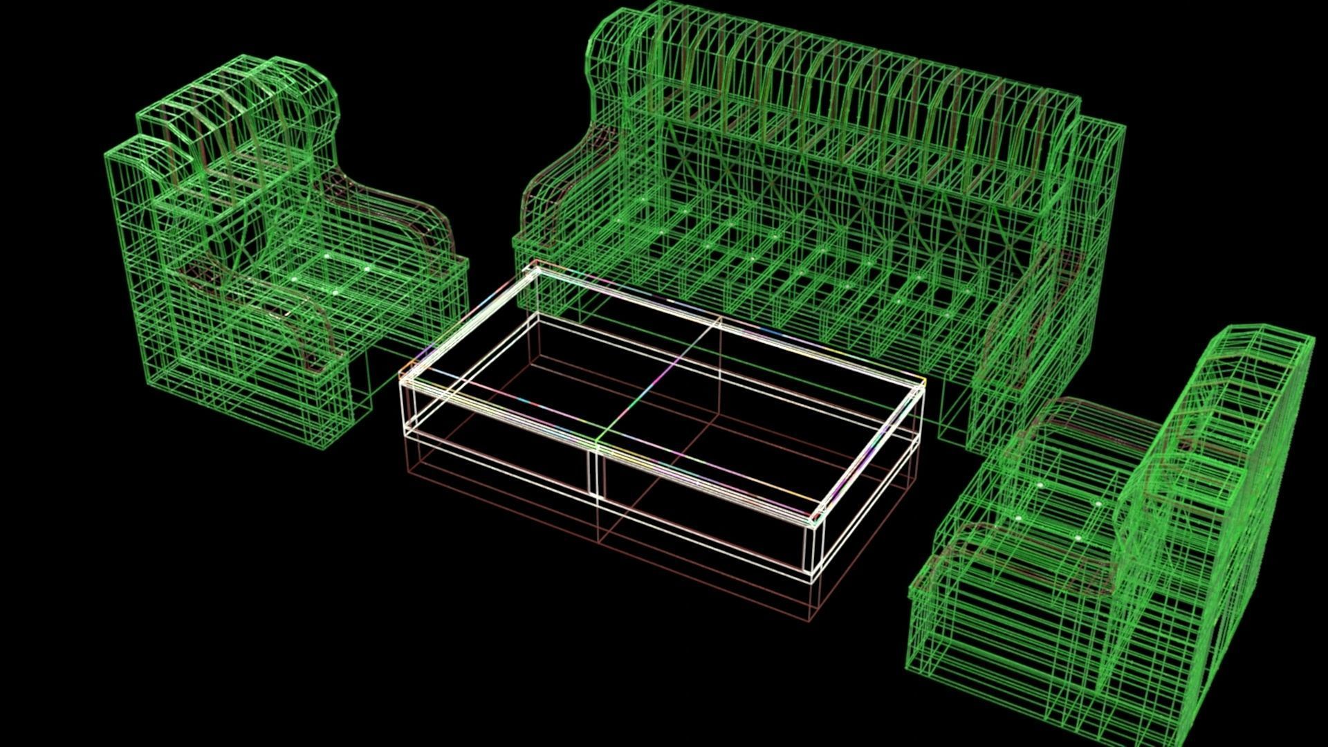 sofa set 007 Low-poly 3D model_4