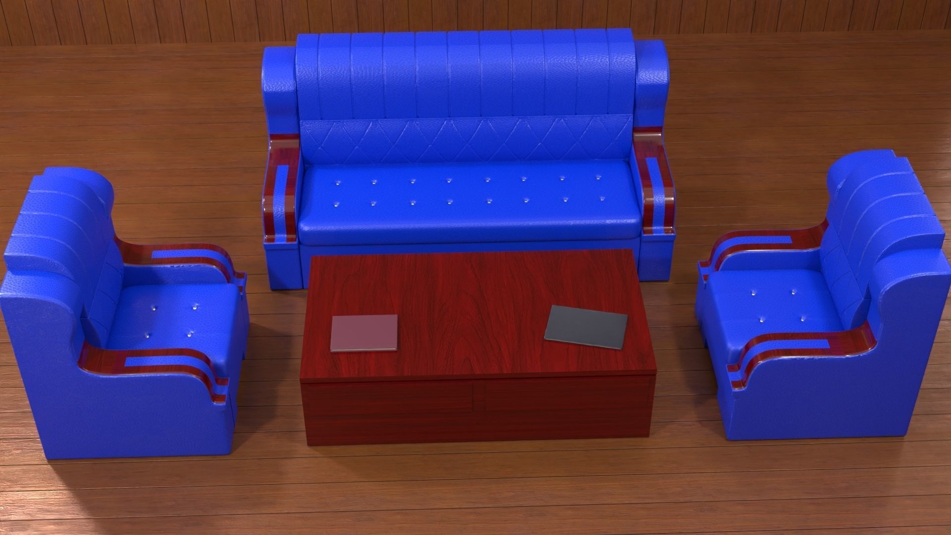 sofa set 007 Low-poly 3D model_5