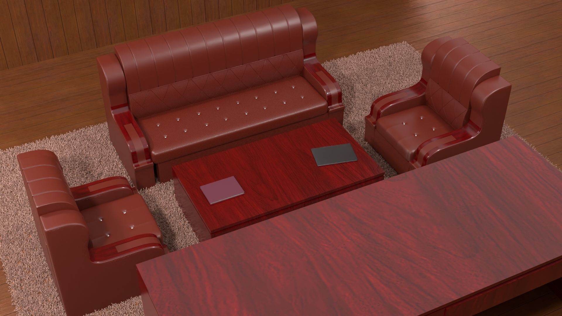 sofa set 007 Low-poly 3D model_14