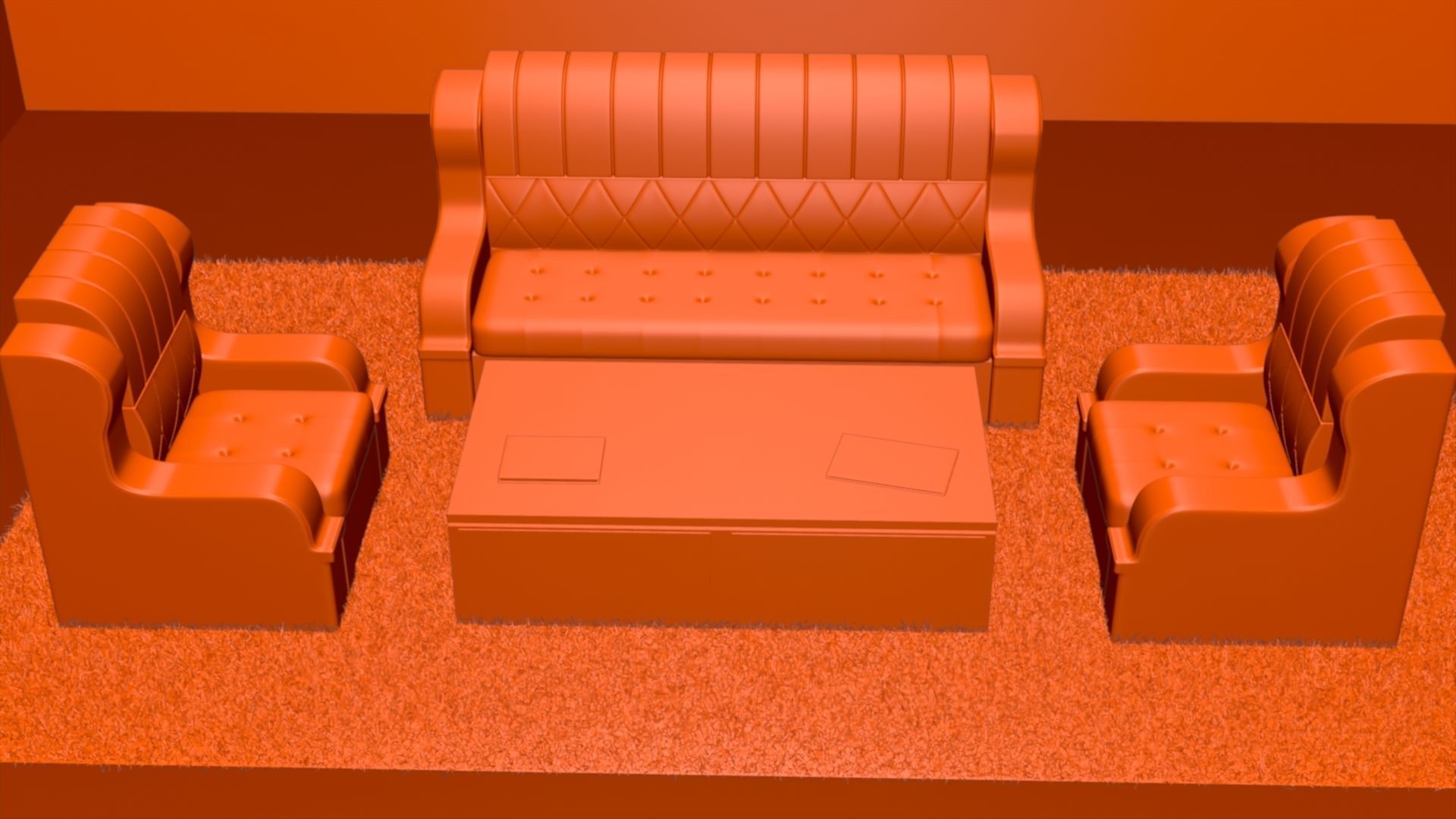 sofa set 007 Low-poly 3D model_9