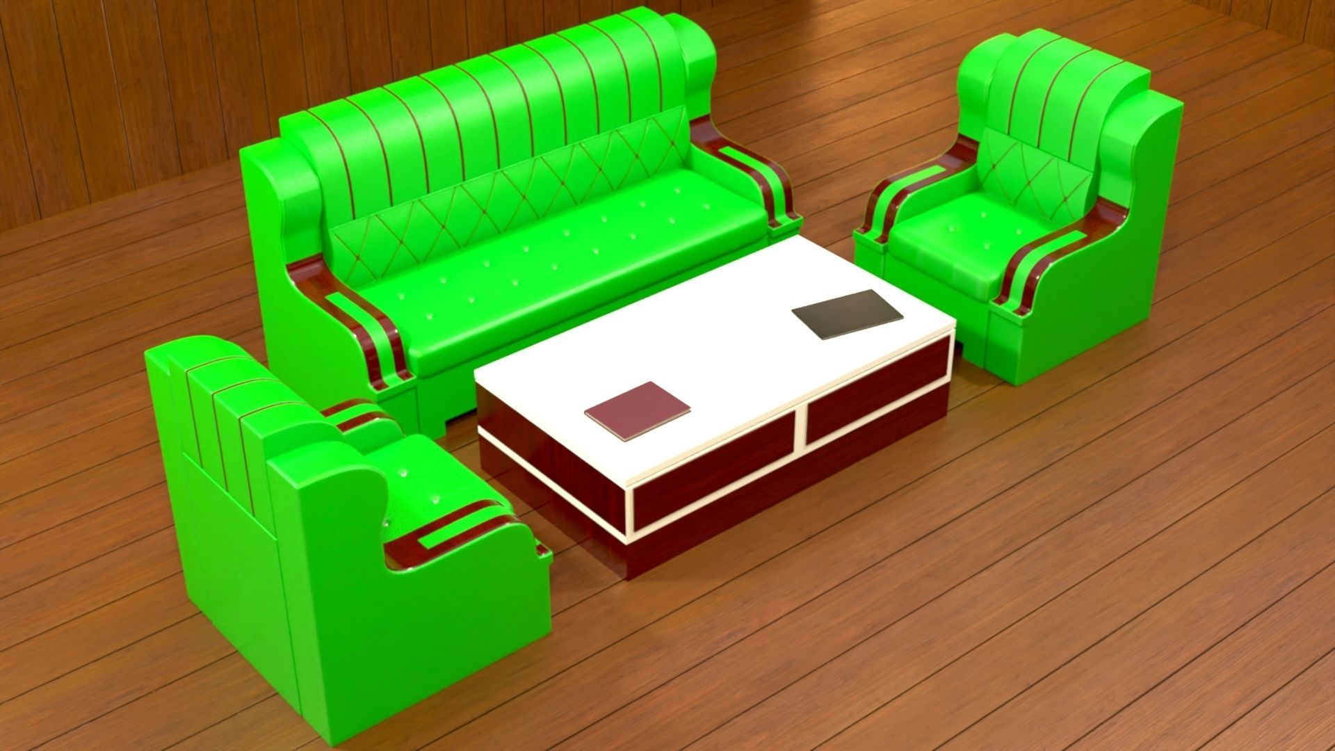 sofa set 007 Low-poly 3D model_1
