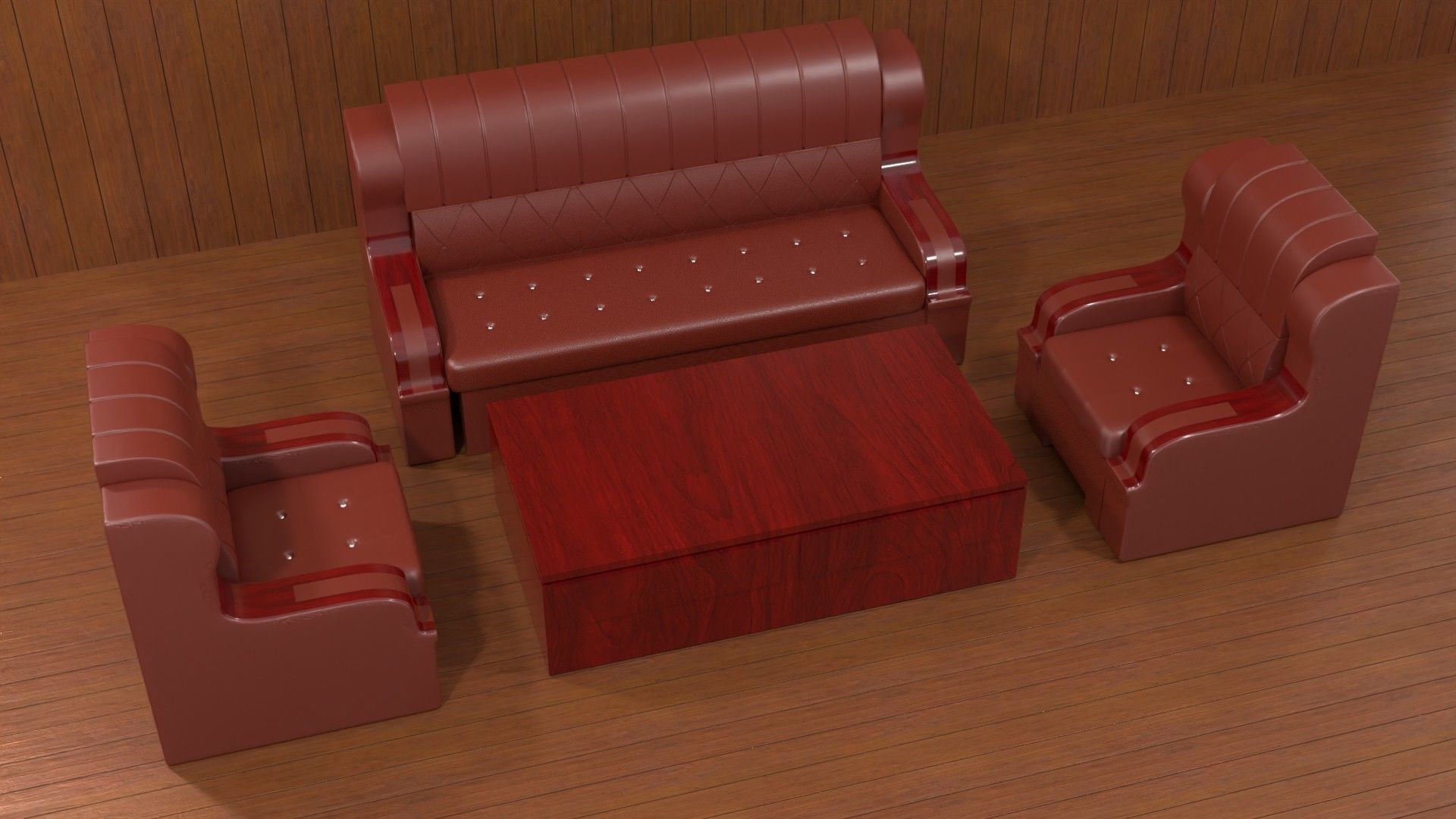 sofa set 007 Low-poly 3D model_15