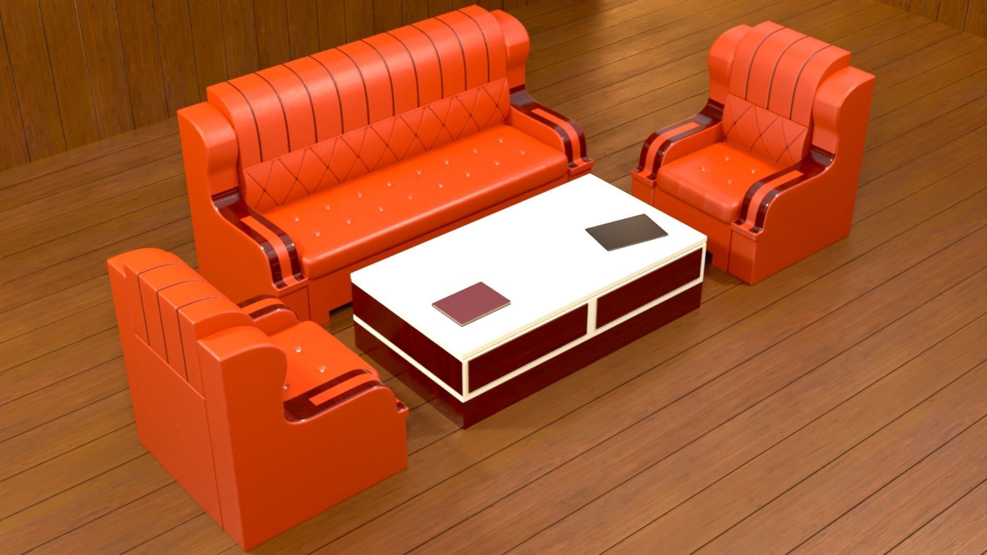 sofa set 007 Low-poly 3D model_2