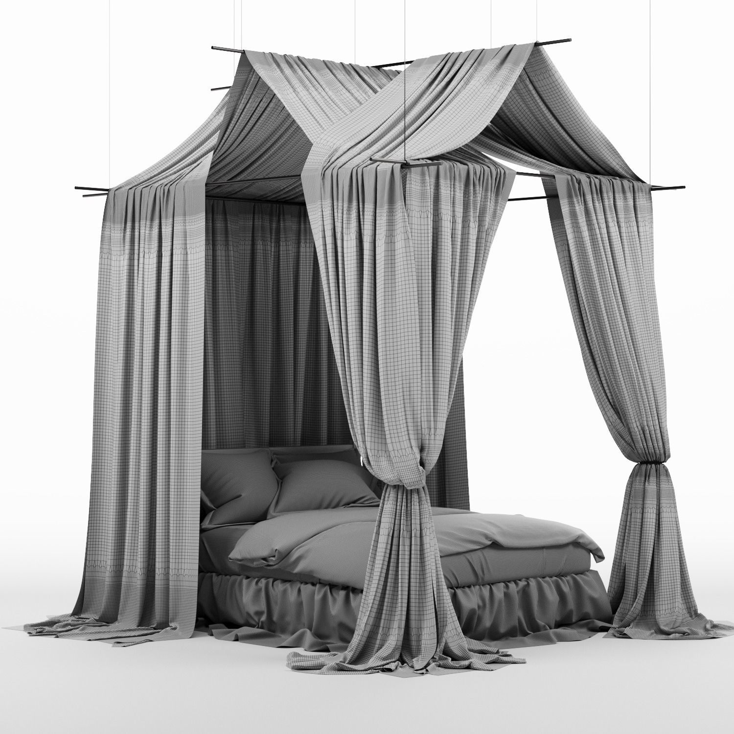 Canopy bed 3D model_3