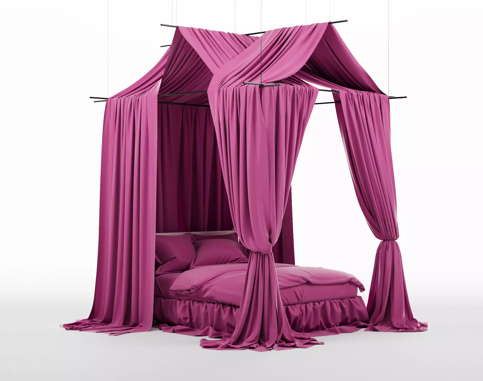 Canopy bed 3D model_0