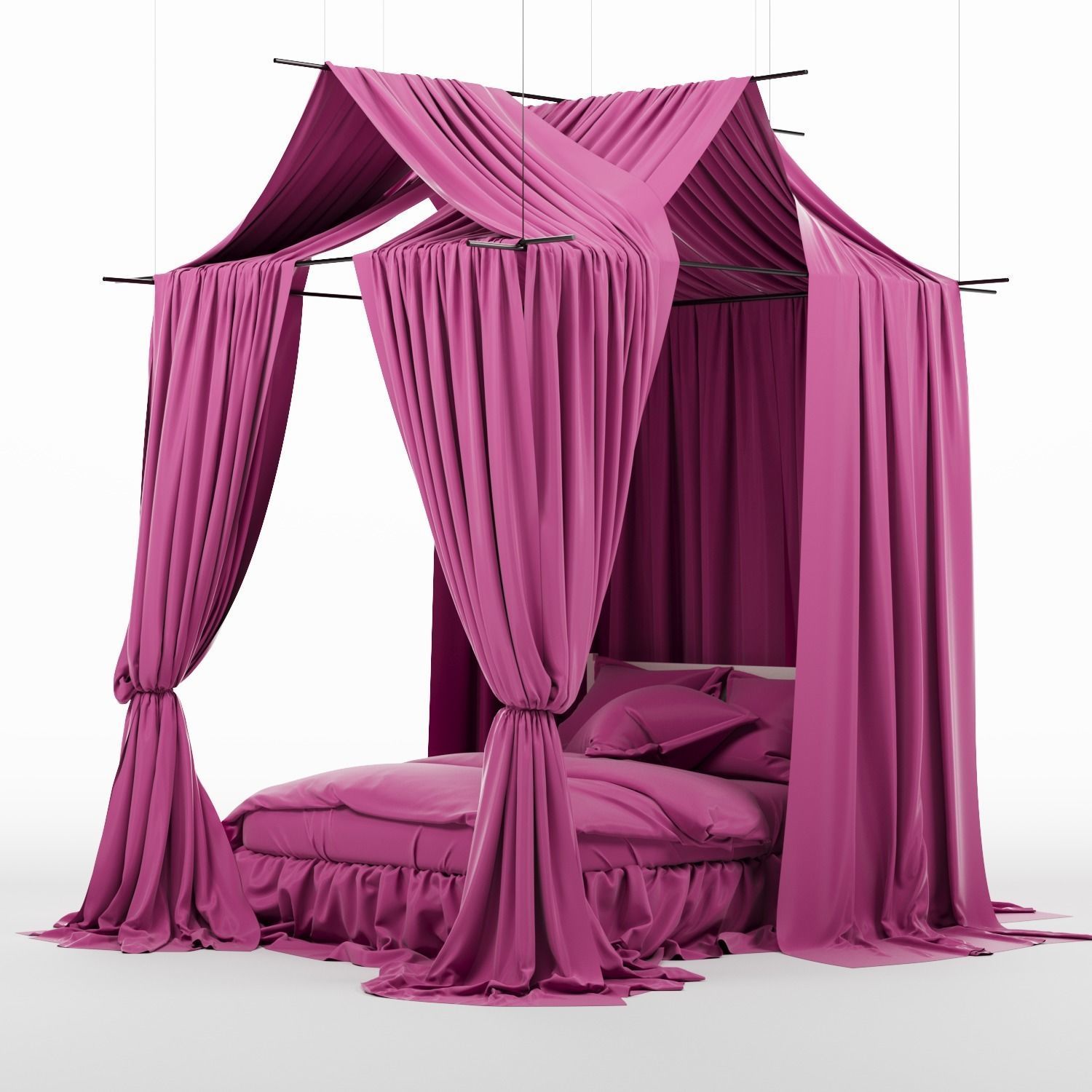 Canopy bed 3D model_2