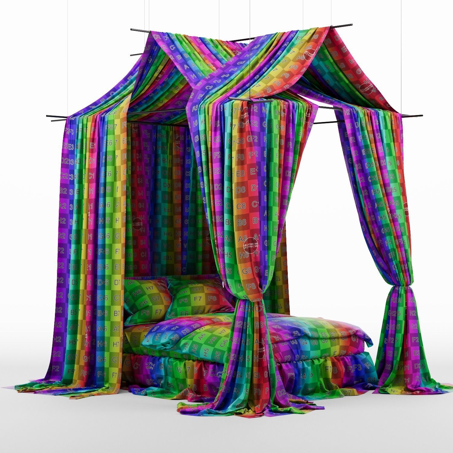 Canopy bed 3D model_4