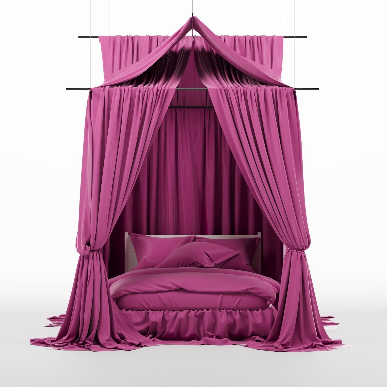 Canopy bed 3D model_1