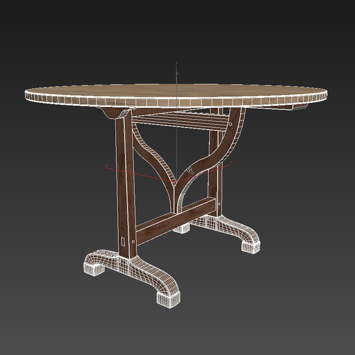 Schwung design wooden folding table 3D model_8