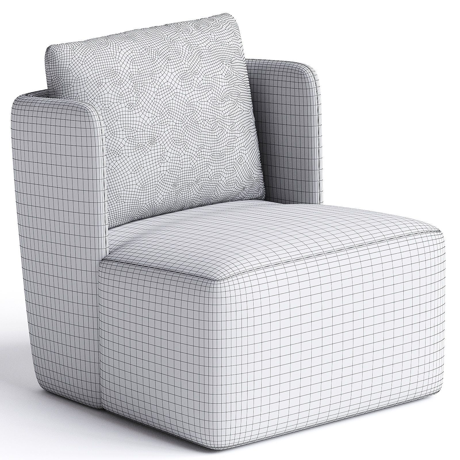 fabric Armchair Noble Grey 3D model_2