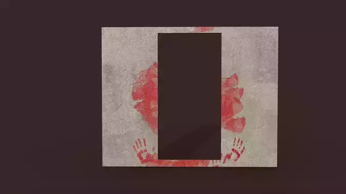 Realistic Concrete Wall with Blood Handprints 3D Model