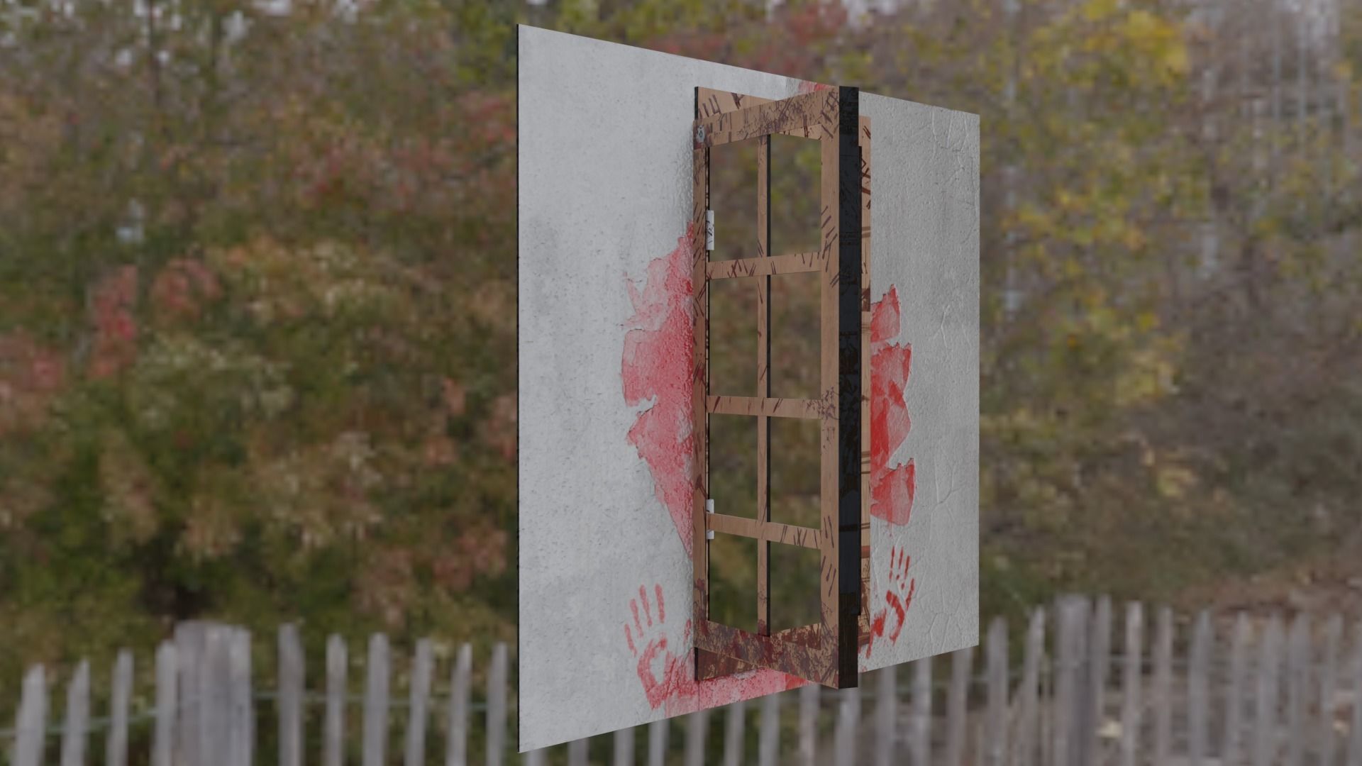 Eerie Realism Pack Blood-Stained Window Concrete Wall 3D Models Low-poly 3D model_10
