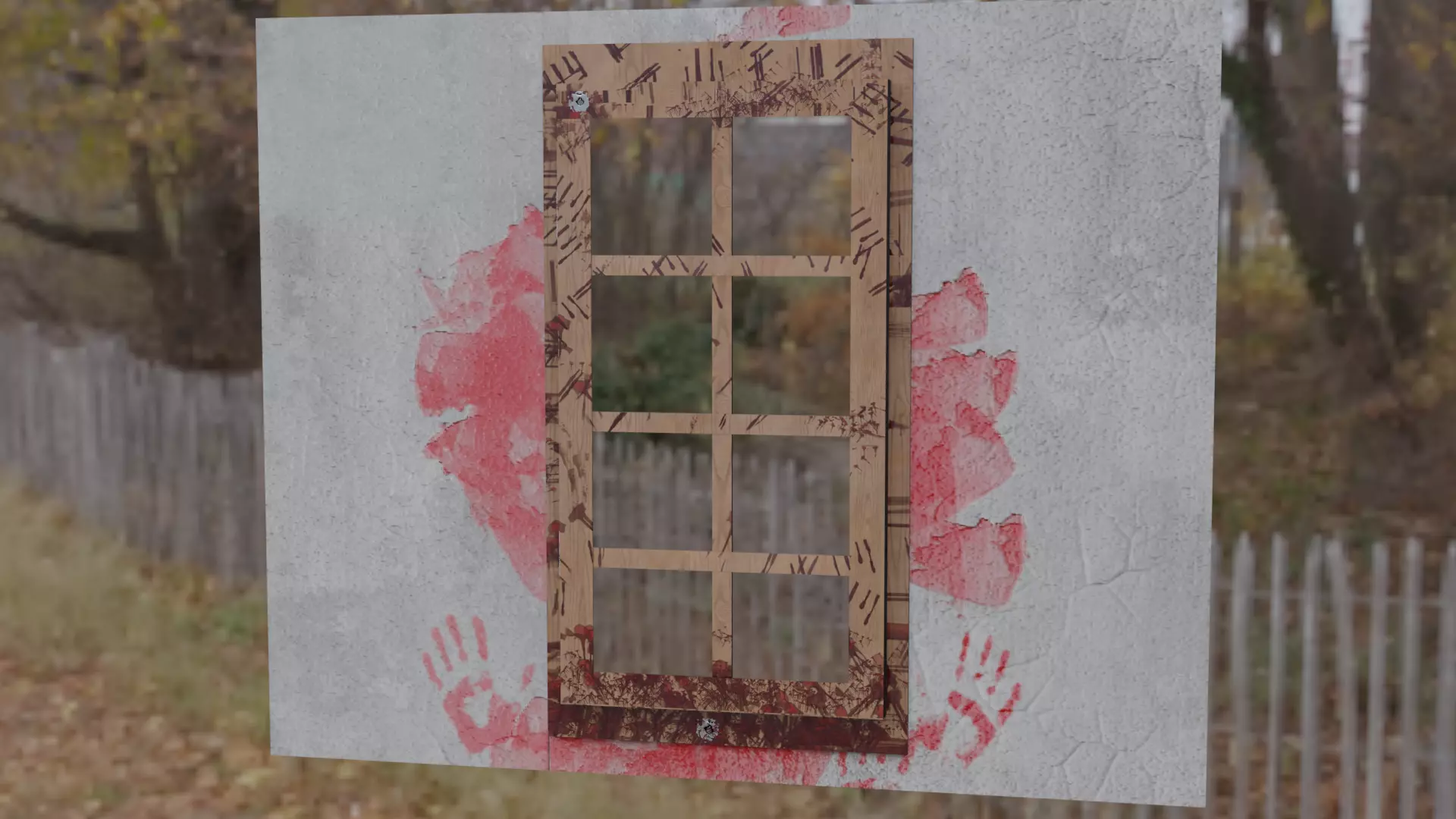 Eerie Realism Pack Blood-Stained Window Concrete Wall 3D Models Low-poly 3D model_0