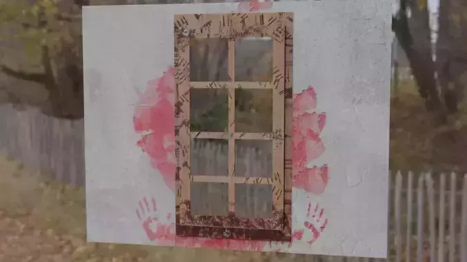 Eerie Realism Pack Blood-Stained Window Concrete Wall 3D Models
